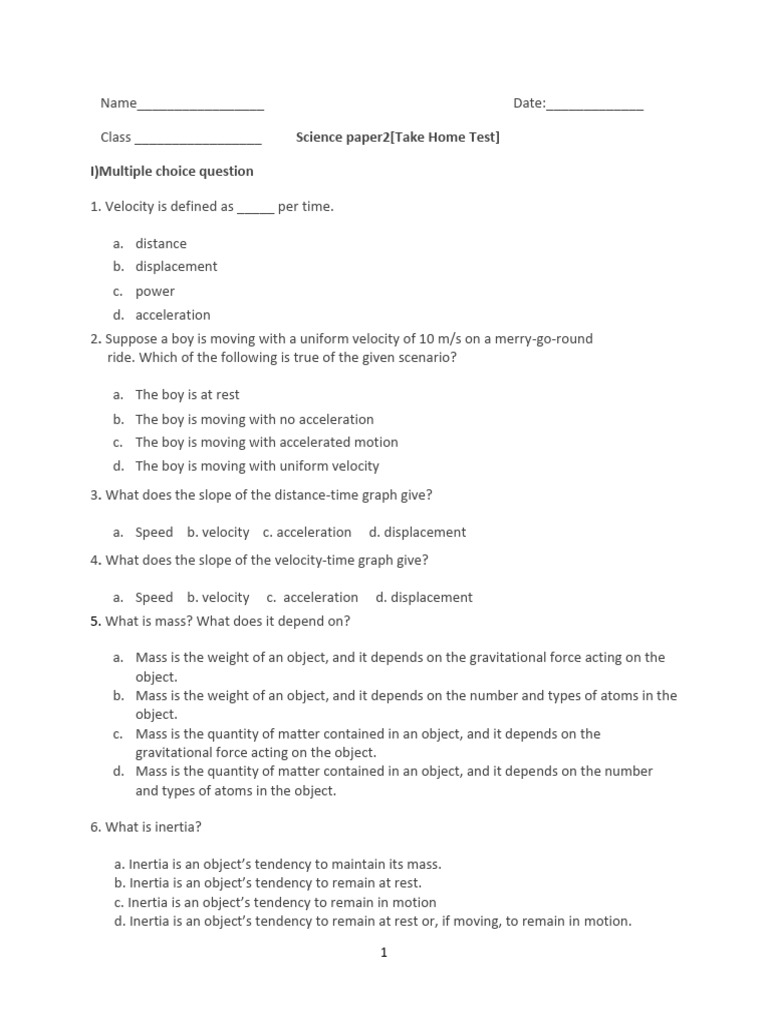 Science THT Paper 2 - Sec2 | PDF | Force | Inertia