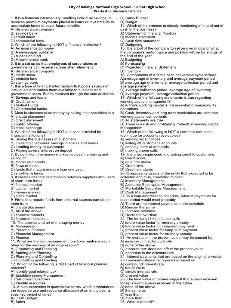 BF Pretest | PDF