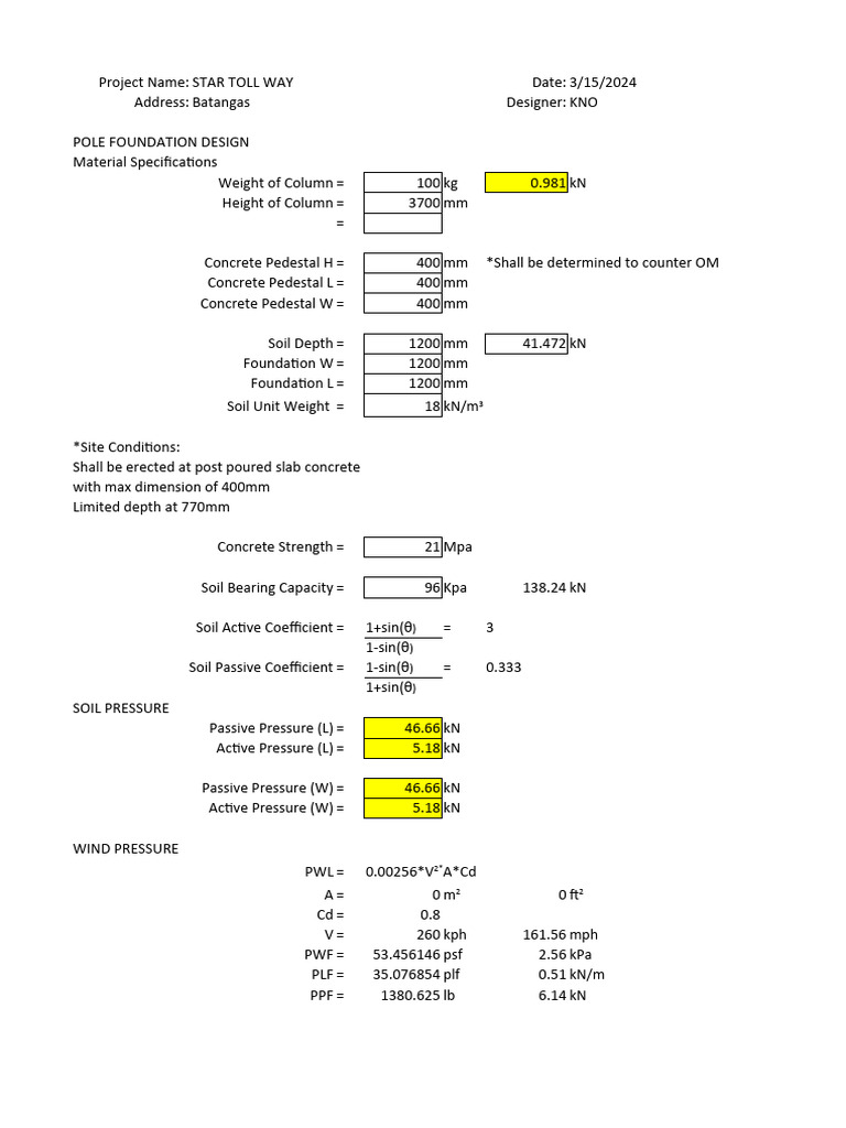 Structural Pole Foundation Pedestal PDF Civil Engineering