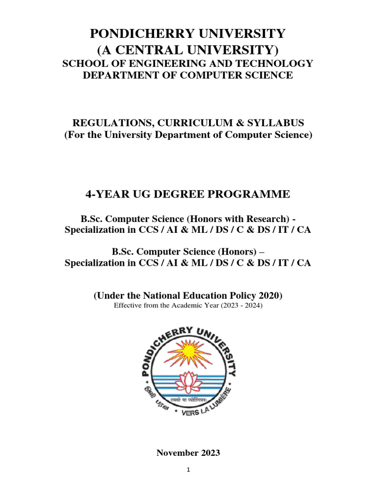 B.Sc. Computer Science Curriculum Overview | PDF | Academic Degree ...