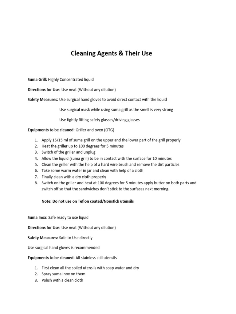 Use of Cleaning Agents Download Free PDF Kitchen Utensil Water