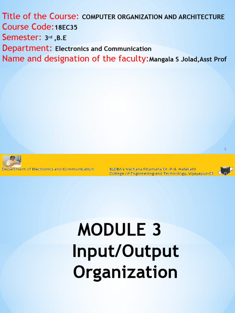 COA Module3 | PDF | Input/Output | Central Processing Unit