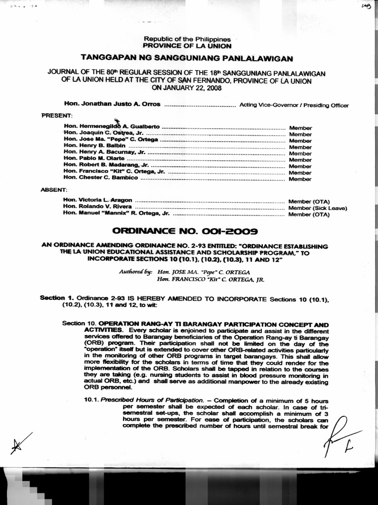 Ord 001 2009 Amend Educ Assistance | PDF