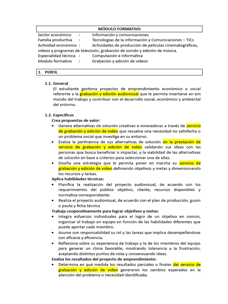 Módulo Formativo Final | PDF | Aprendizaje | Iniciativa empresarial