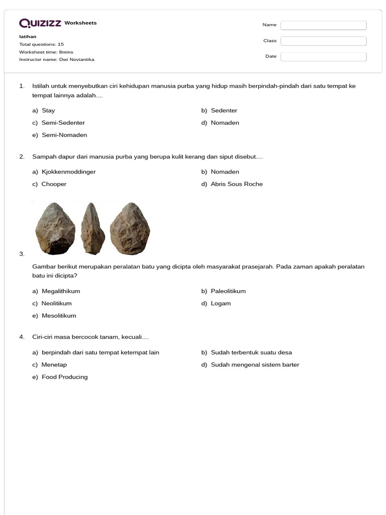 Soal Sejarah Prasejarah Pdf