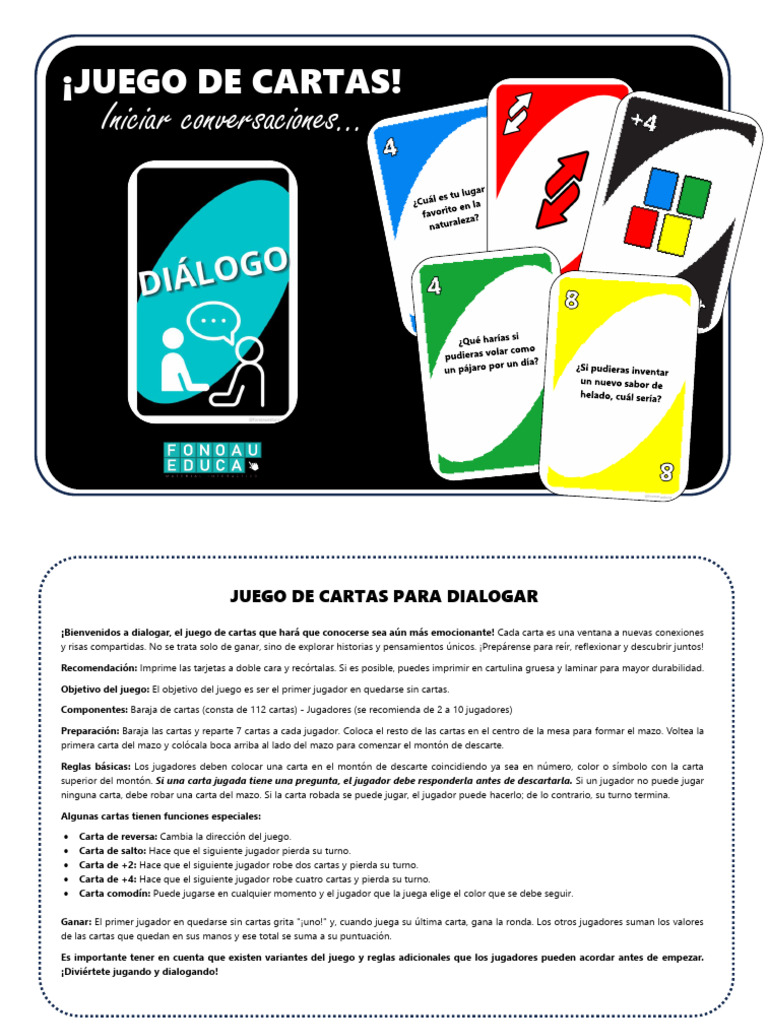 Juego de Cartas para Dialogar - Fonoaueduca | PDF