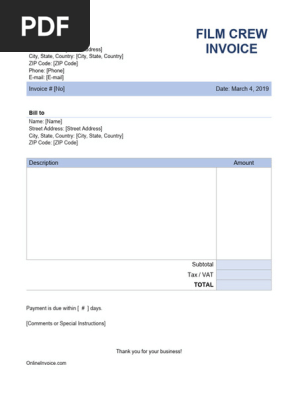 Film Crew Invoice Template