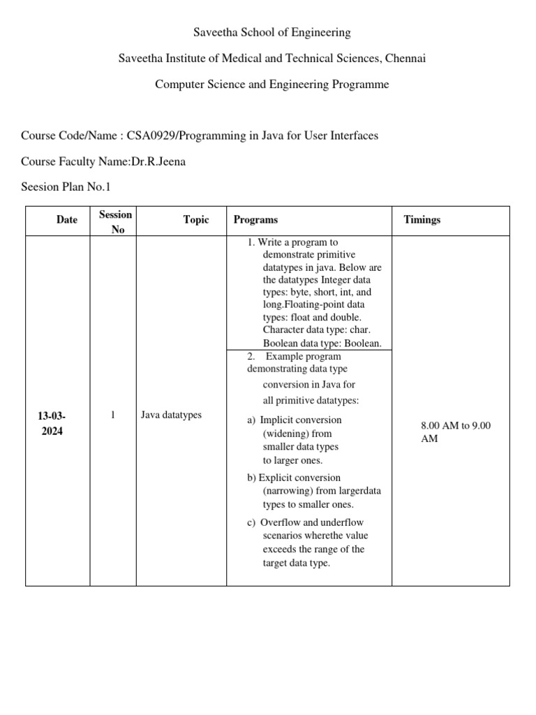 Java Programming Course Outline | PDF | Data Type | String (Computer ...