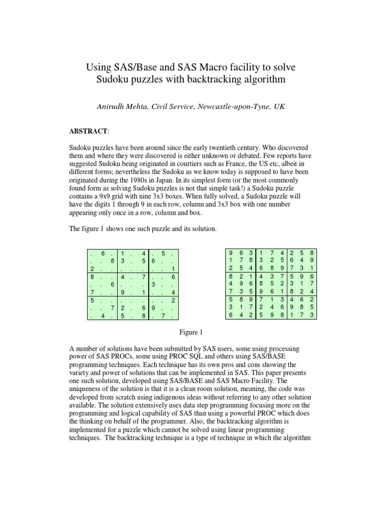Solve Sudoku with SAS Macro | PDF | Areas Of Computer Science | Applied ...