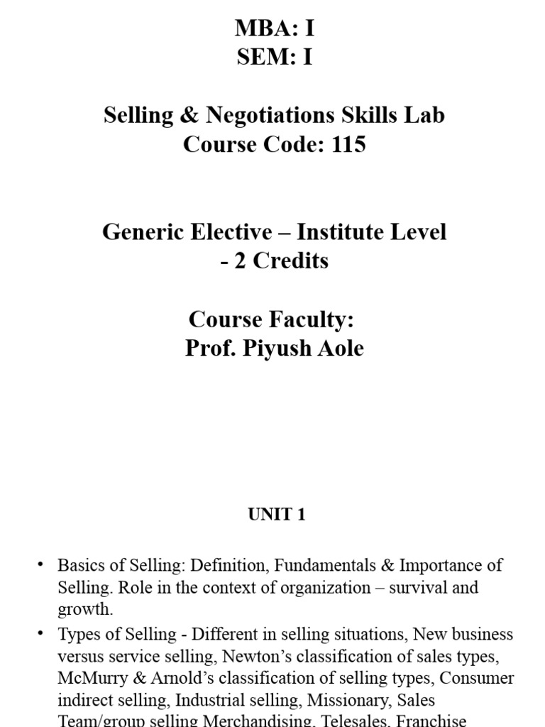 Unit 1 | PDF | Sales | Retail