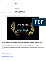 A To Z Songs List of Arijit Singh - Homepage - Bollywood On Your Doorstep - Bollywood Product - PDF