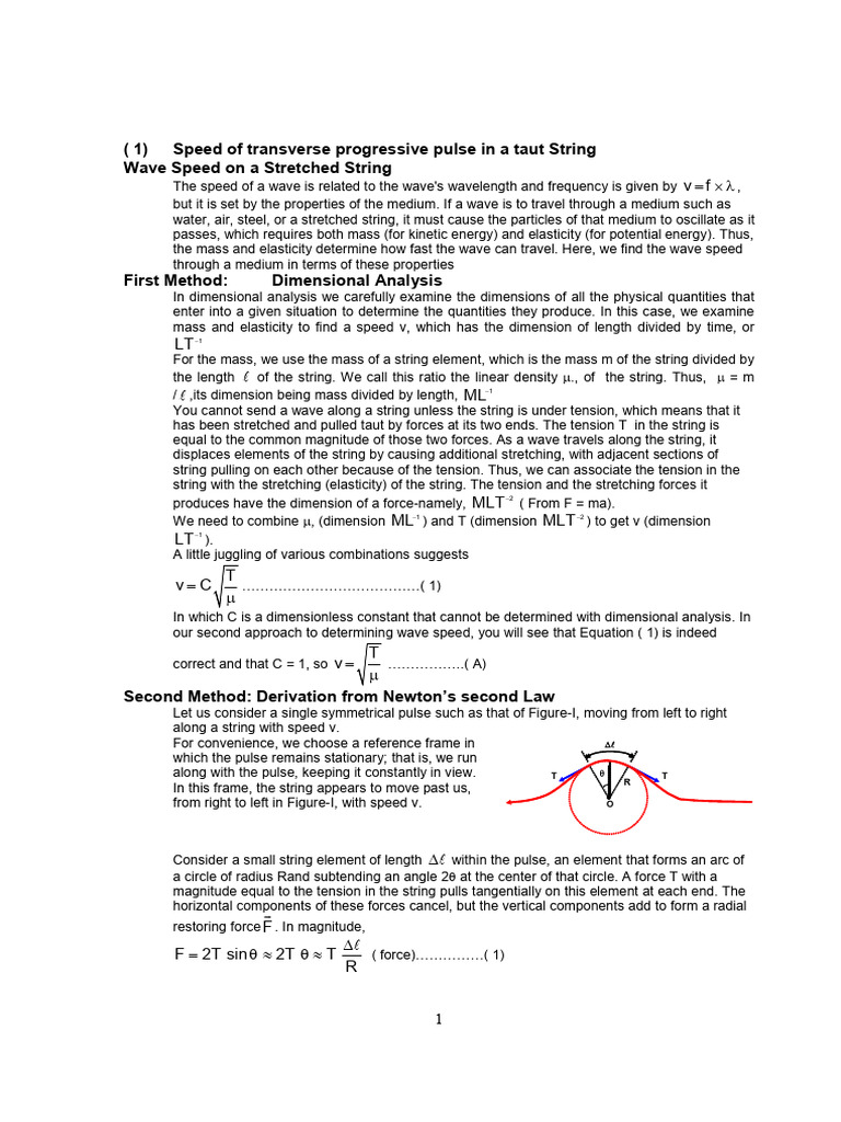 Speed of sound | PDF | Waves | Tension (Physics)