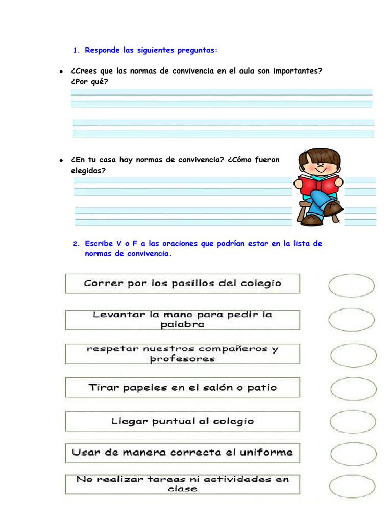 Normas de convivencia en el hogar y aula | PDF