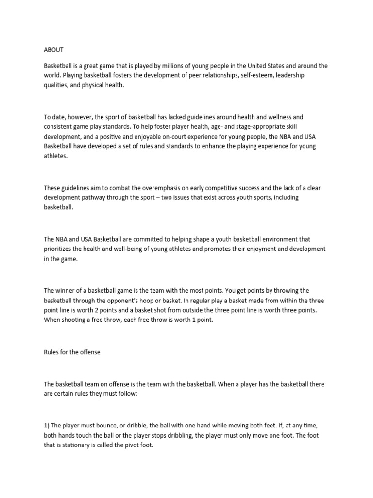 Basketball Rules Pdf Games Of Physical Skill Indoor Sports