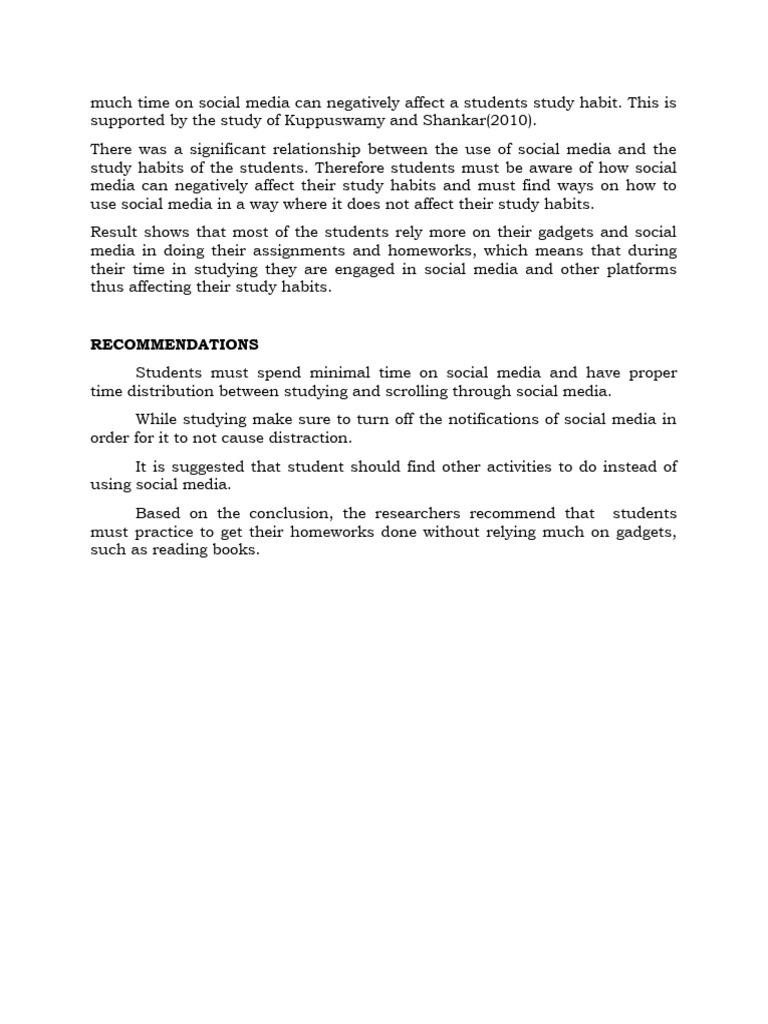 Social Media's Impact on Study Habits | PDF | Career & Growth | Wellness