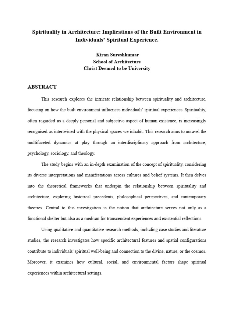 Spirituality's Role in Architectural Design | PDF | Social Science ...