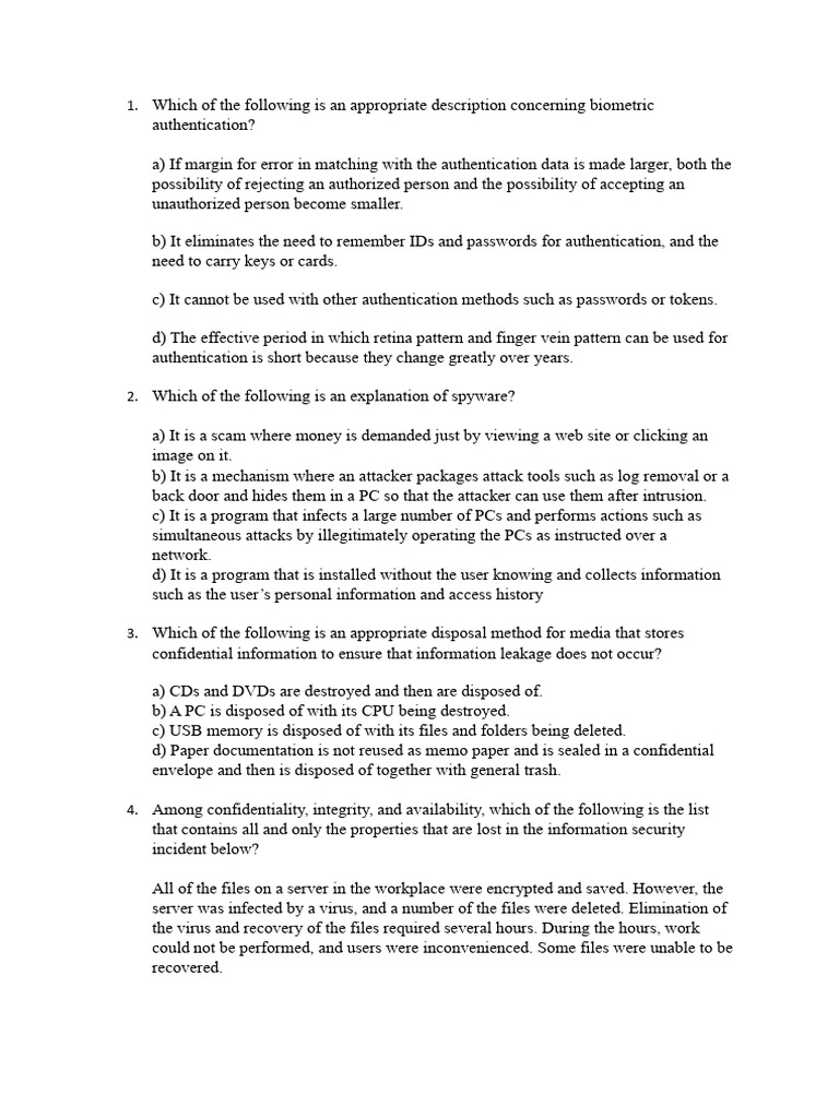 Ch9 security test 2 pdf computer virus information security