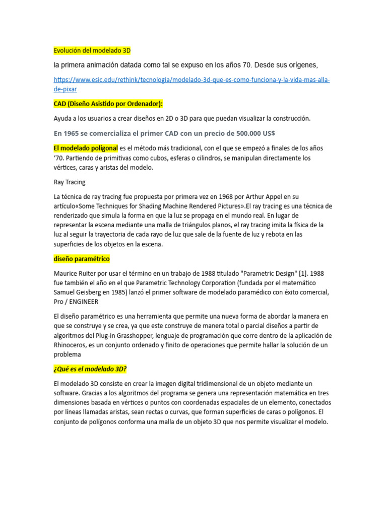 Evolución y tipos de modelado 3D | PDF | modelado 3D