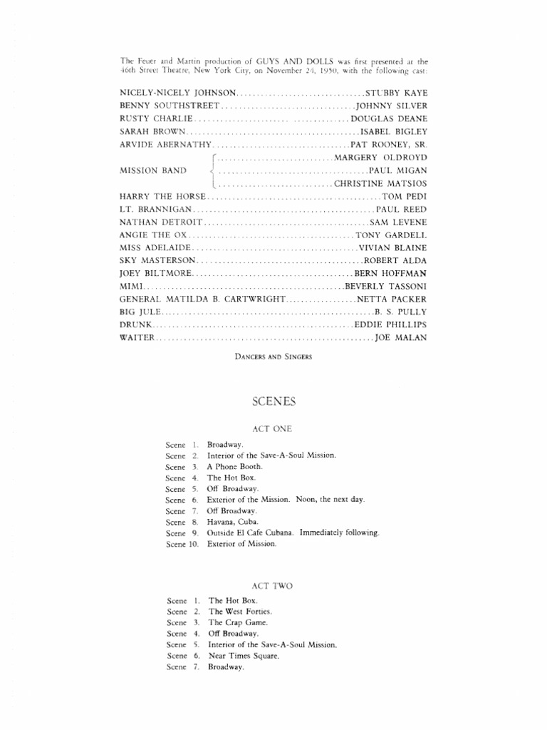 Guys and Dolls score PDF