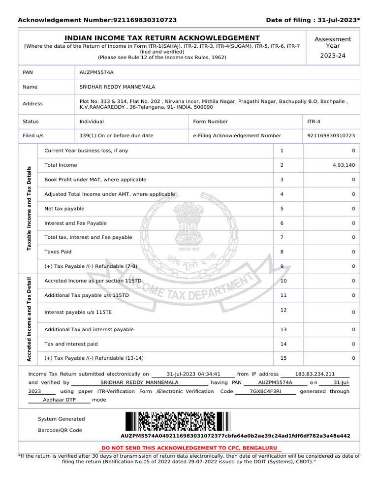 Tax Sridhar Reddy Mannemala PDF Expense Taxes