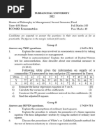 MPhil Econometrics Question Final Exam 2022