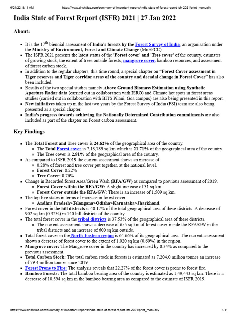 Indian State of Forest Report 3 Assesment | PDF | Mangrove | Forests