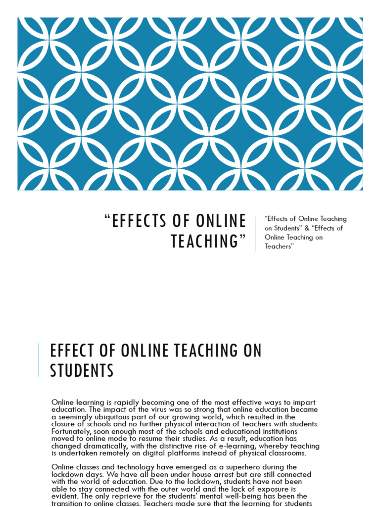 Impact of Online Teaching on Students | PDF | Educational Technology ...