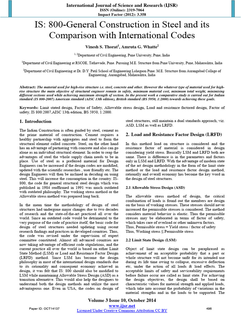 IS 800-General Construction in Steel | PDF | Strength Of Materials ...