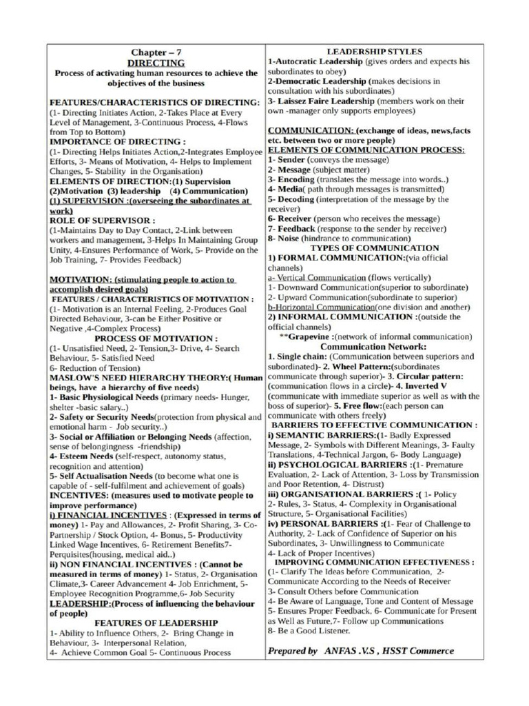 +2 BS - Chapter 7 - One Page Notes | PDF