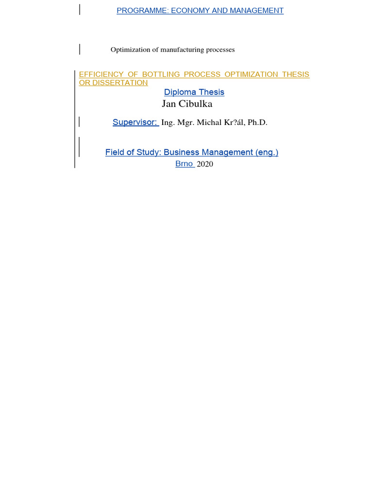 Jan Cibulka Optimization of Manufacturing Processes | PDF | Lean ...