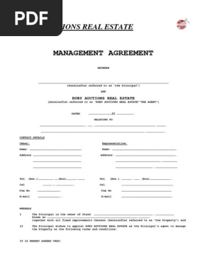 Property Management Agreement -RUBY AUCTIONS REAL ESTATE