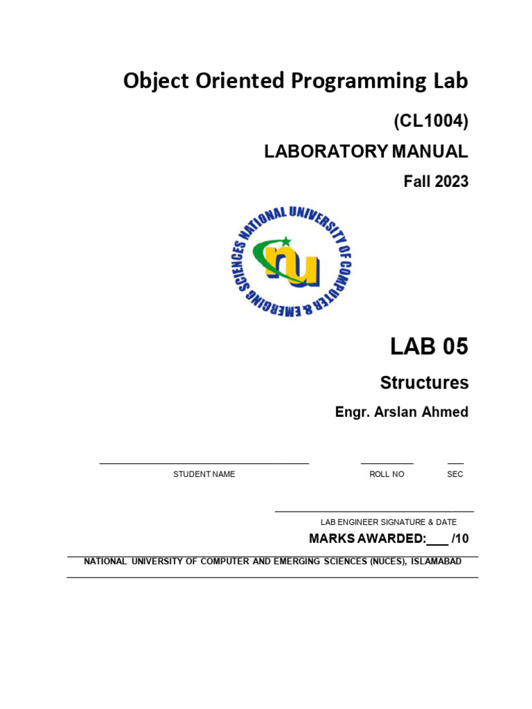 OOP Lab 905 Structures | Download Free PDF | Pointer (Computer ...