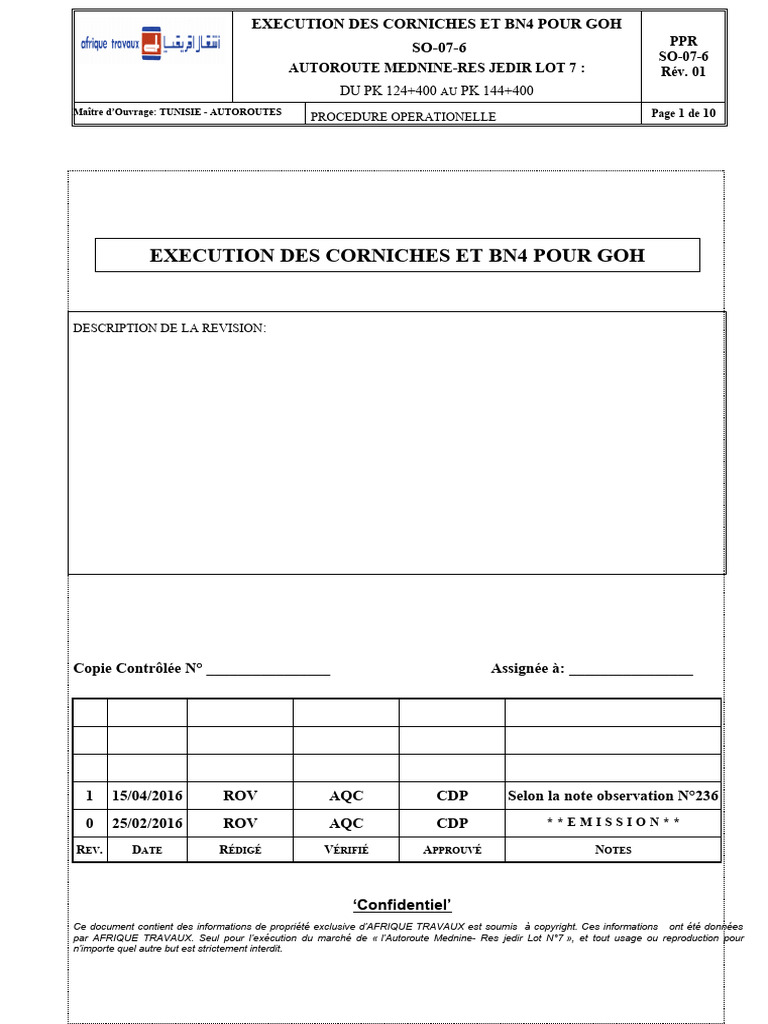 Procédure D'exécution Des Corniches Et BN4 Pour GOH | PDF | Béton ...
