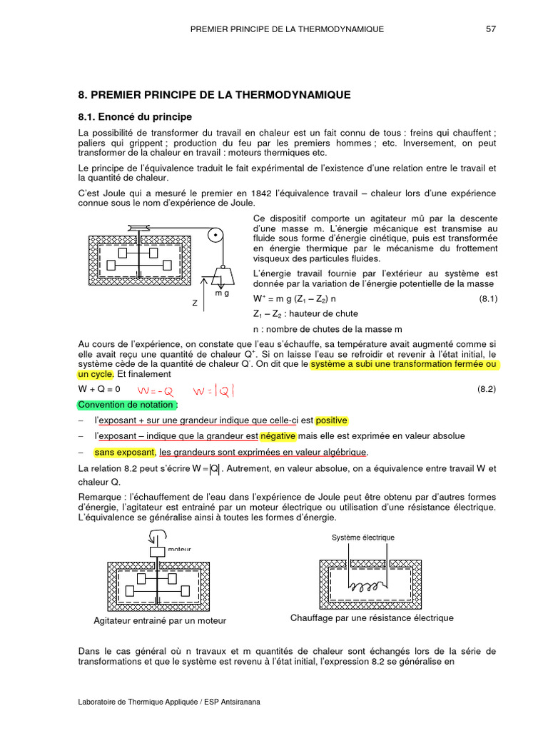 Premier Principe de la Thermodynamique | PDF | Chaleur | Transfert ...