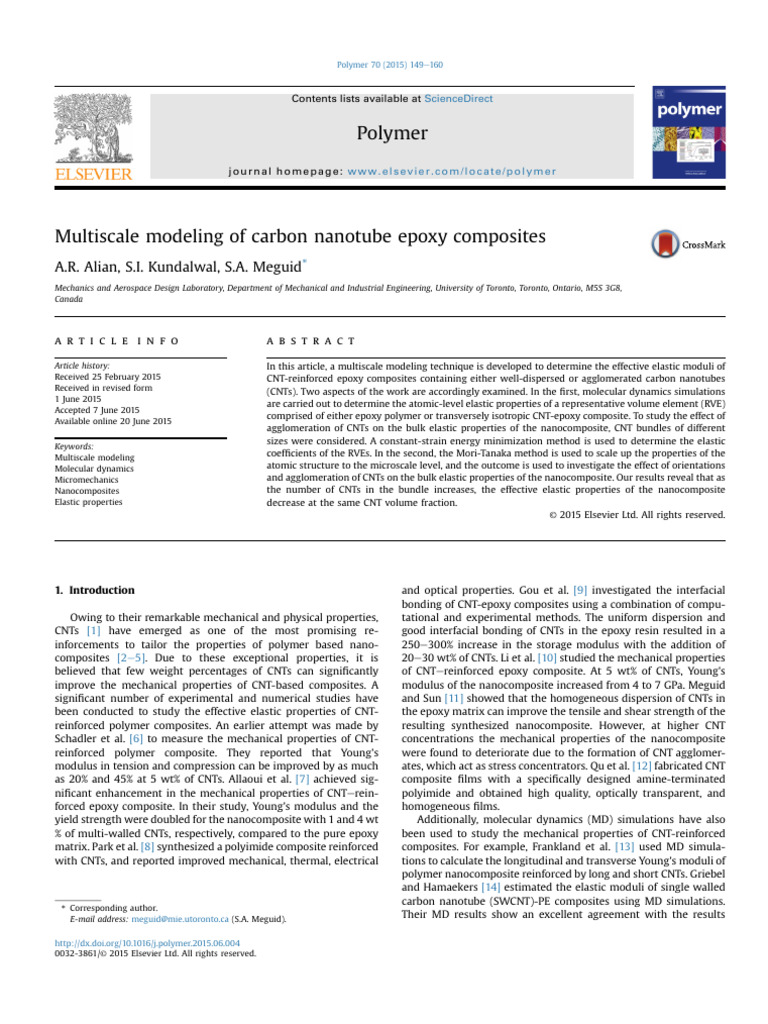 Multiscale Modeling of CNT Epoxy Composites | PDF | Carbon Nanotube ...