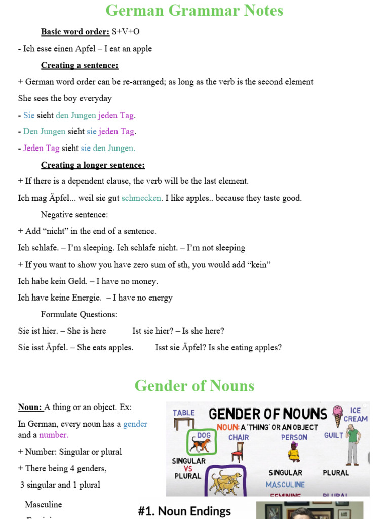 German Grammar Notes | PDF