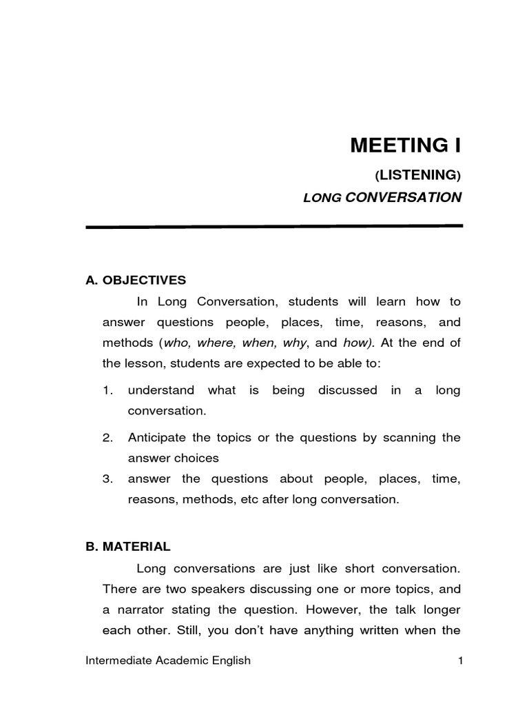 Long Conversations In Academic English Pdf Oxide Conversation