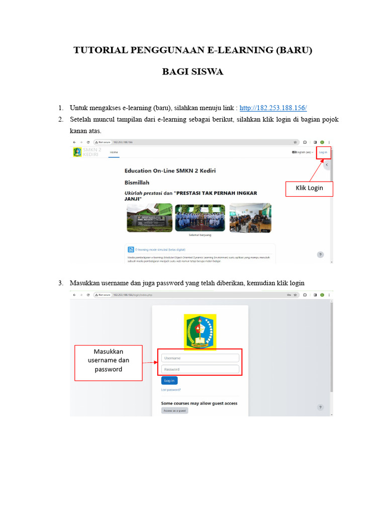 Tutorial E-Learning untuk Siswa | PDF