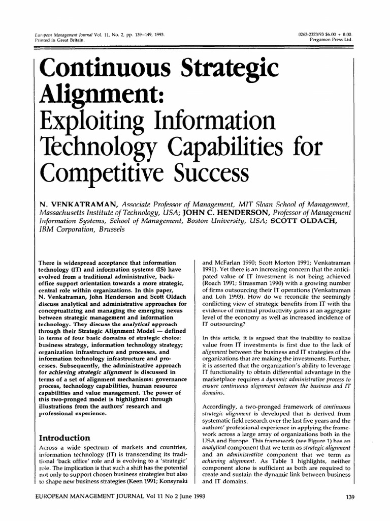 Continuous Strategic Alignment | PDF | Strategic Management | Governance