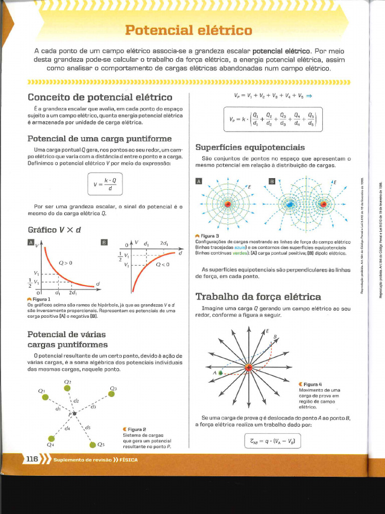 Resumo Potencial Elétrico e Exercícios Resolvidos - Moderna Plus | PDF