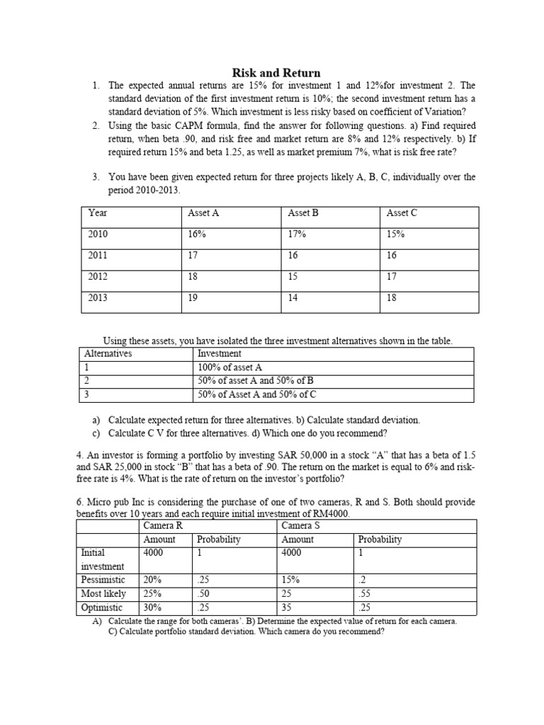 Portfolio Risk and Return Analysis | PDF | Capital Asset Pricing Model ...