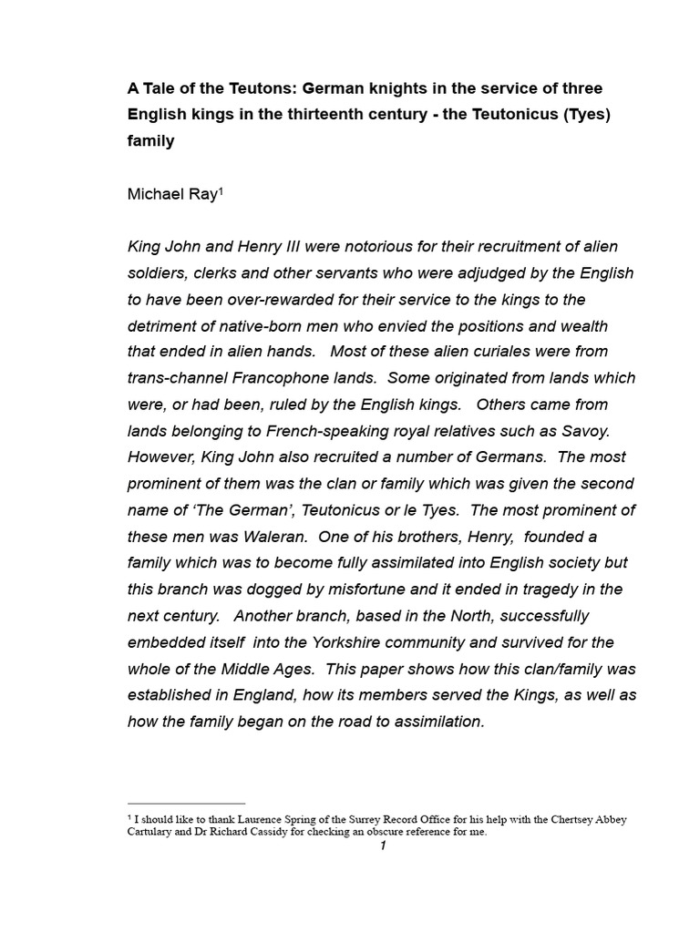 Teutonic Knights in 13th Century England | PDF | Writ | Middle Ages