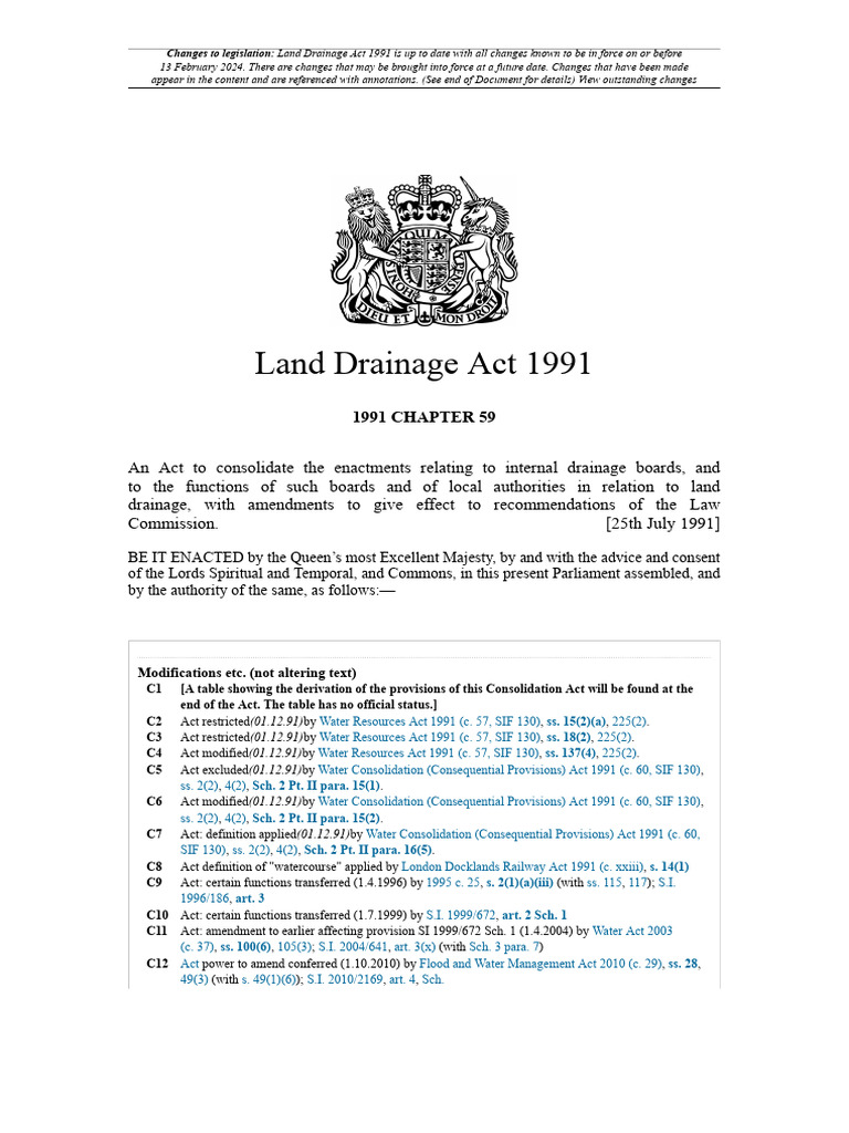 Drainage Act 1991 | PDF | Employment