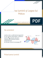 Proiect Fizică Clasa A XI-a E Polarizarea Luminii Legea Lui Malus