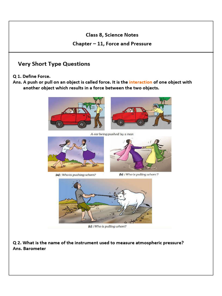 CH - 11 Force and Pressure Final | PDF | Force | Pressure
