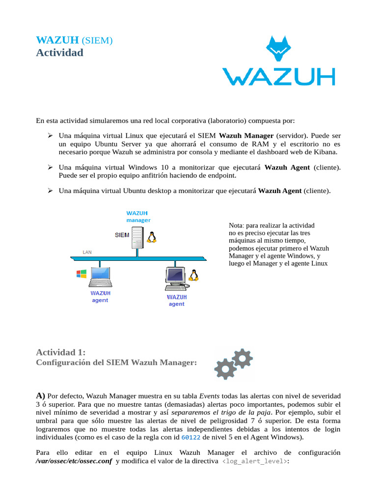 Actividad Wazuh SIEM | PDF | Archivo de computadora | Cubierta segura