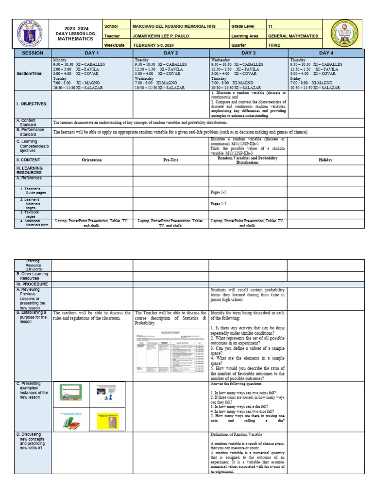 S P Dll Week 1 Pdf Random Variable Probability Distribution