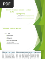 Lec11 - Lab - CSC371 - Database Systems