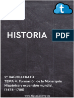 Apuntes Historia 2 Bachillerato TEMA 4 Formacion y Expasion de La Monarquia Hispanica