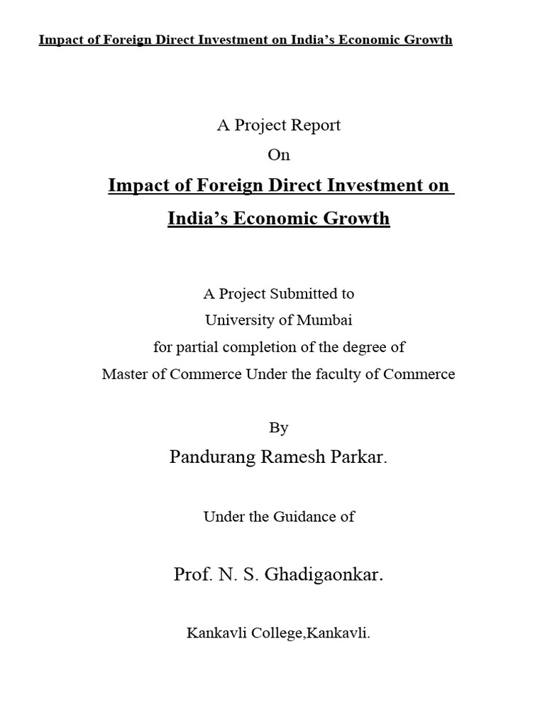 Project 1 | PDF | Foreign Direct Investment | Economic Growth